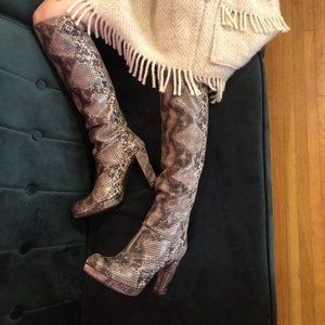 Stuart Weitzman tall snakeskin high heel boots